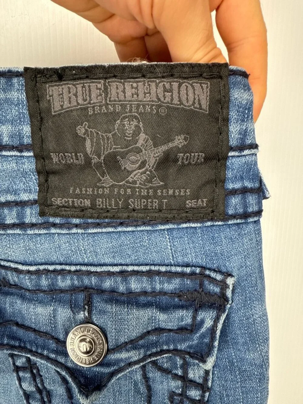 TRUE RELIGION Vintage Billy Super T Cotton Stretch Low Rise Bootcut Blue Jean 29 - Picture 3 of 5